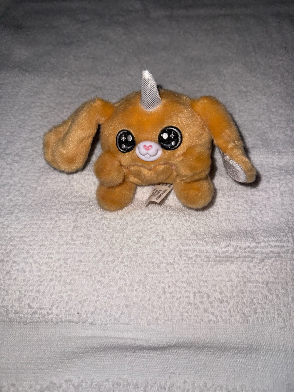 Golden Plush Bunny-Unicorn Small Pet Toy with Silver Horn